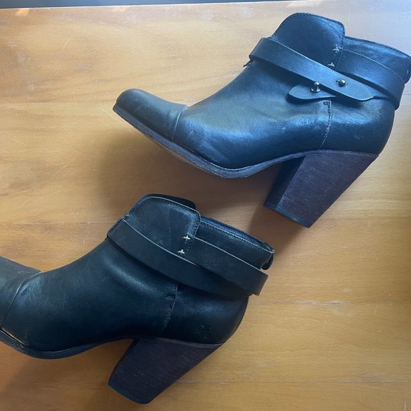 Rag & Bone Black Leather Harrow Ankle Boots - EU 39 - US 8.5 - Picture 4 of 10